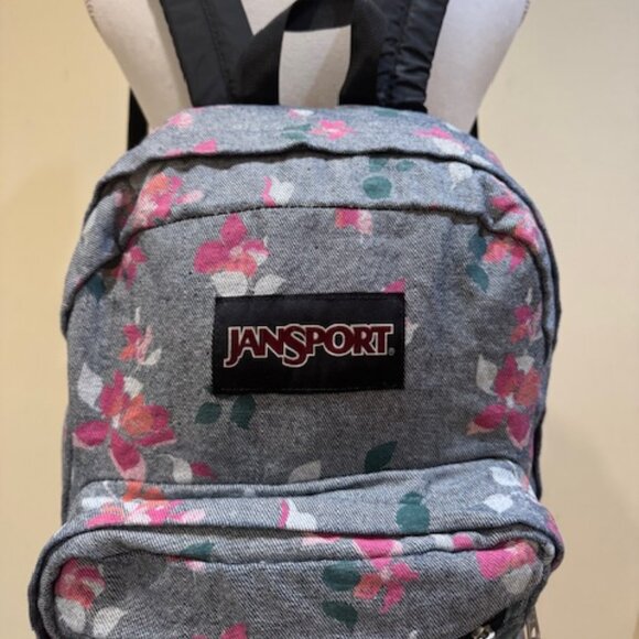 JanSport Backpack Grey Flowered - Picture 2 of 8
